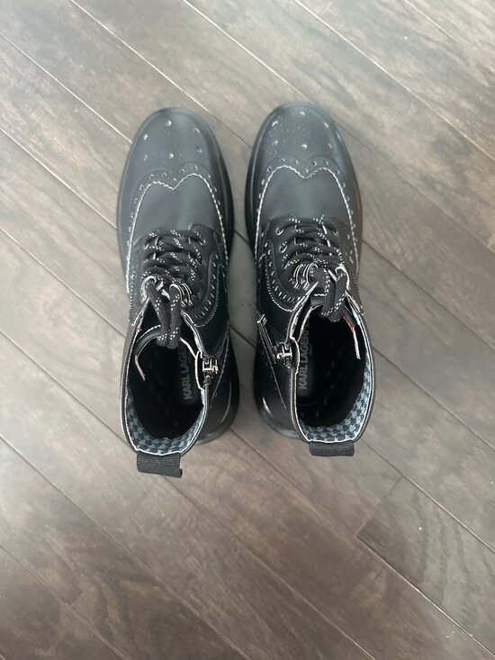 Karl Lagerfeld Paris LFS3008 Men\'s Black Leather Combat Boots Size 10.5 *NWT* main image 11